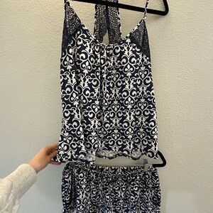 In Bloom by Jonquil Navy and White Lace Sleepwear Set